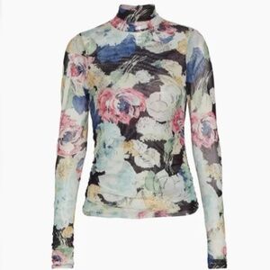 Cinq a Sept, Turtleneck, Floral, Size Large